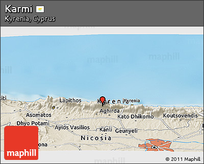 Shaded Relief Panoramic Map of Karmi