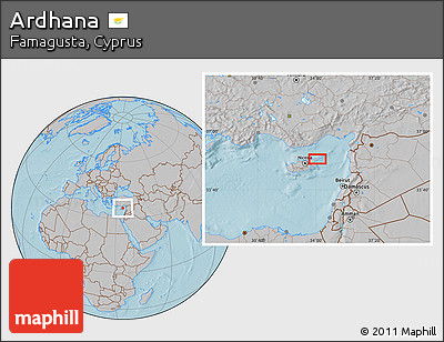 Gray Location Map of Ardhana, hill shading