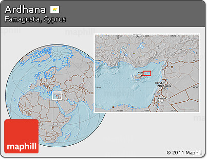 Gray Location Map of Ardhana, hill shading