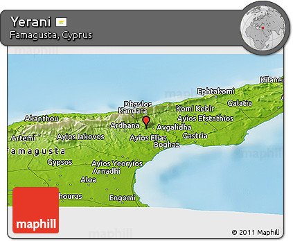 Physical Panoramic Map of Yerani