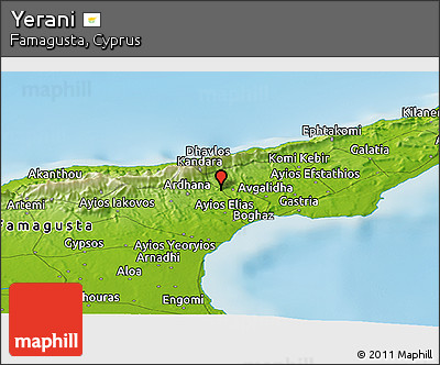 Physical Panoramic Map of Yerani