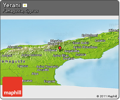 Physical Panoramic Map of Yerani