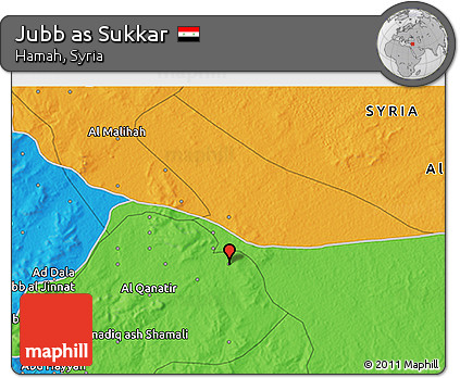 Political 3D Map of Jubb As Sukkar