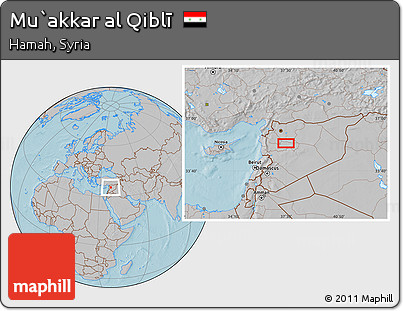 Gray Location Map of Mu`akkar Al Qiblī, hill shading
