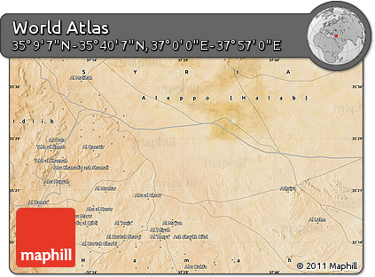 Satellite Map of the Area around 35° 24' 37" N, 37° 28' 30" E