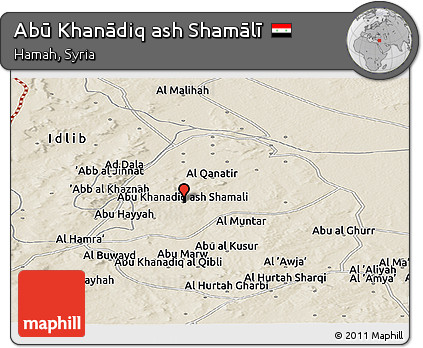 Shaded Relief Panoramic Map of Abū Khanādiq Ash Shamālī