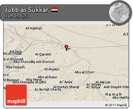Shaded Relief Panoramic Map of Jubb As Sukkar