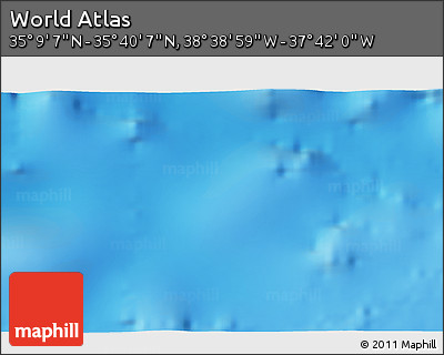 Shaded Relief 3D Map of the Area around 35° 24' 37" N, 38° 10' 29" W