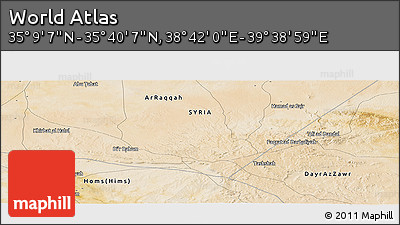 Satellite Panoramic Map of the Area around 35° 24' 37" N, 39° 10' 29" E