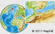 Physical Location Map of the area around 35° 24' 37" N, 3° 19' 30" W