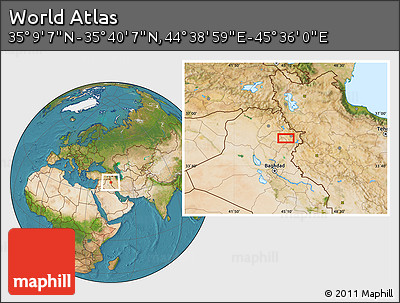 Satellite Location Map of the Area around 35° 24' 37" N, 45° 7' 30" E