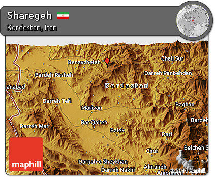 Physical 3D Map of Sharegeh