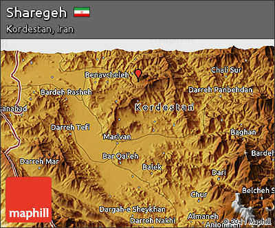 Physical 3D Map of Sharegeh