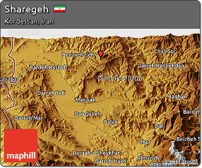 Physical 3D Map of Sharegeh