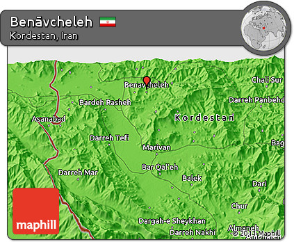 Political 3D Map of Benāvcheleh