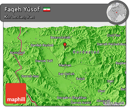 Political 3D Map of Faqeh Yūsof