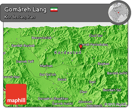 Political 3D Map of Gomāreh Lang