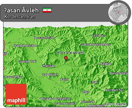 Political 3D Map of Ḩasan Āvleh