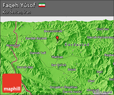 Political 3D Map of Faqeh Yūsof