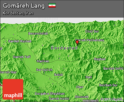 Political 3D Map of Gomāreh Lang