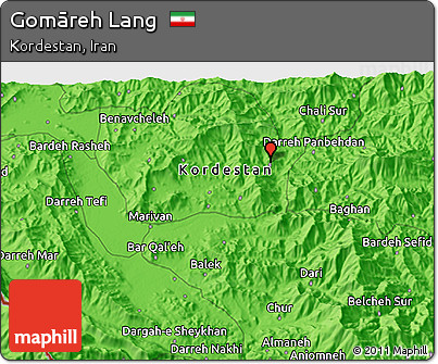 Political 3D Map of Gomāreh Lang