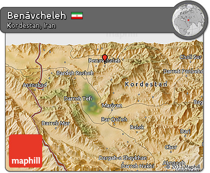 Satellite 3D Map of Benāvcheleh