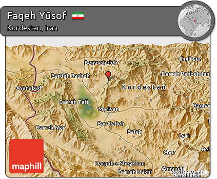Satellite 3D Map of Faqeh Yūsof