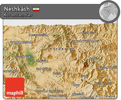 Satellite 3D Map of Neshkāsh