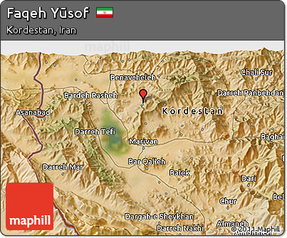Satellite 3D Map of Faqeh Yūsof