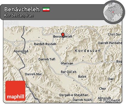 Shaded Relief 3D Map of Benāvcheleh