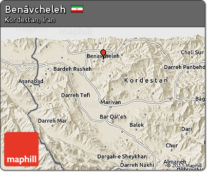 Shaded Relief 3D Map of Benāvcheleh
