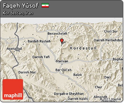 Shaded Relief 3D Map of Faqeh Yūsof