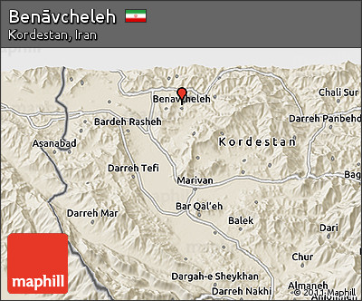 Shaded Relief 3D Map of Benāvcheleh