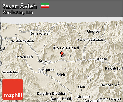 Shaded Relief 3D Map of Ḩasan Āvleh