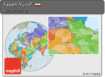 Political Location Map of Faqeh Yūsof