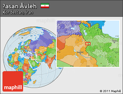Political Location Map of Ḩasan Āvleh