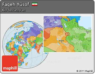 Political Location Map of Faqeh Yūsof