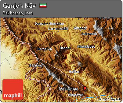 Physical Map of Ganjeh Nāv