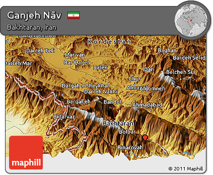 Physical Panoramic Map of Ganjeh Nāv