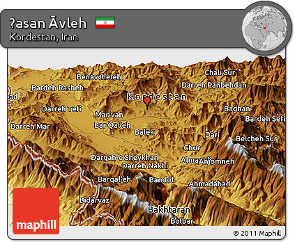 Physical Panoramic Map of Ḩasan Āvleh