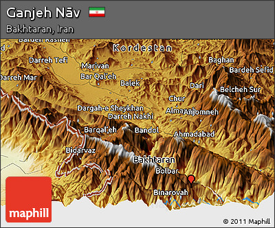 Physical Panoramic Map of Ganjeh Nāv