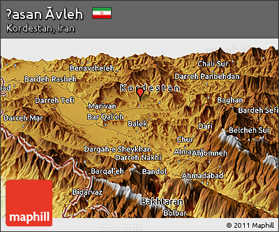 Physical Panoramic Map of Ḩasan Āvleh