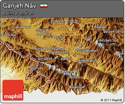 Physical Panoramic Map of Ganjeh Nāv