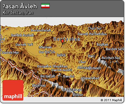 Physical Panoramic Map of Ḩasan Āvleh