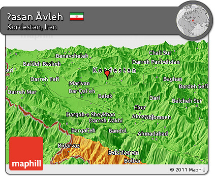 Political Panoramic Map of Ḩasan Āvleh