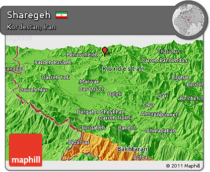 Political Panoramic Map of Sharegeh