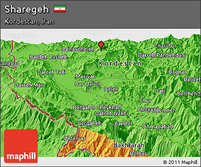 Political Panoramic Map of Sharegeh