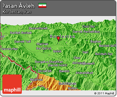 Political Panoramic Map of Ḩasan Āvleh