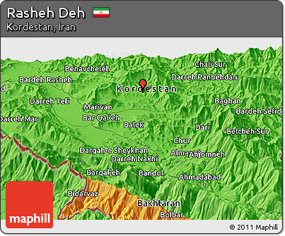 Political Panoramic Map of Rasheh Deh