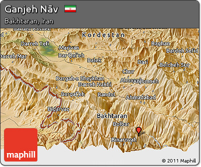 Satellite Panoramic Map of Ganjeh Nāv
